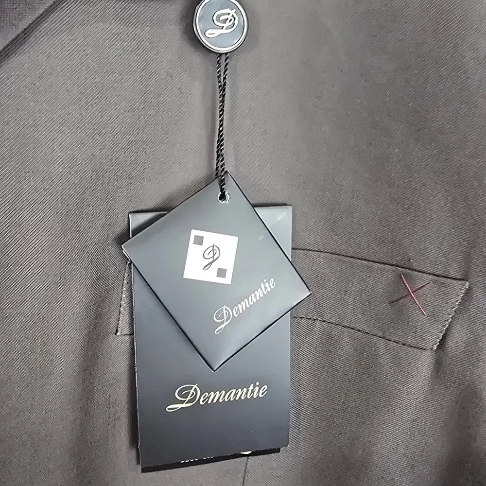 New Demantie Super 150s Blazer 54R Charcoal Brown 3-Button Travel Jacket W48‎